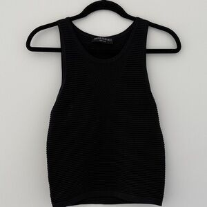 Central Park West Black Textured Tank Top